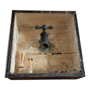 Mixed‑Media Curiosity Box With Faucet & Vials (Sharon Payne Bolton)