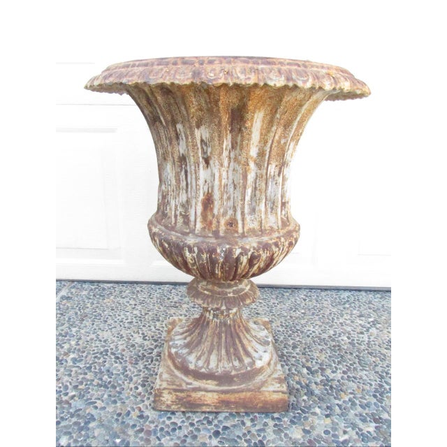 French Antique French Cast Iron Garden Urn For Sale - Image 3 of 15