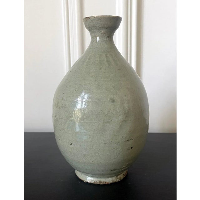 Antique Korean Joseon Dynasty Celadon Bottle Vase For Sale - Image 10 of 13