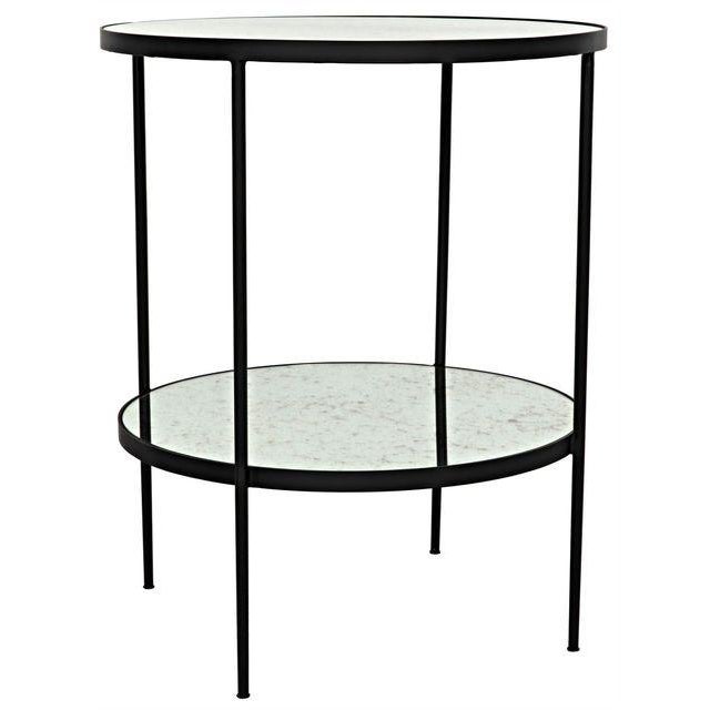 NOIR Anna Side Table in Black Metal with Antique Glass For Sale - Image 9 of 9