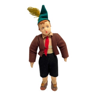 Vintage Hand-Crafted Baitz Alpine/German Tyrol Felt Folk Doll For Sale