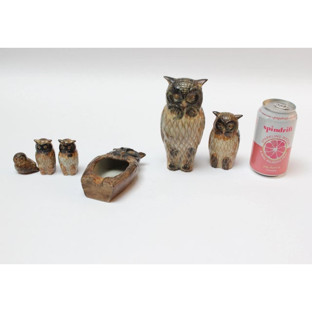 1960s Collection of Six Mid-Century Japanese Modern Ceramic Owl Figurines For Sale - Image 5 of 12