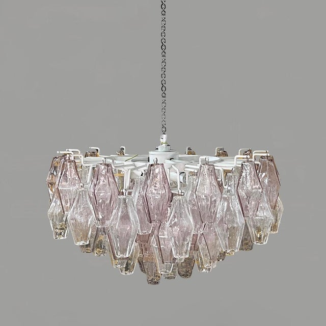 Mid-Century Modern Mid-Century Modern Italian Poliedri Chandelier in Murano Glass by Carlo Scarpa for Venini, 1960s For Sale - Image 3 of 14