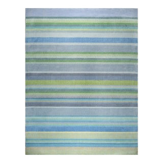 4x6 Serene Xena Green Geometric Modern Hand Knotted Wool Carpet Rug For Sale