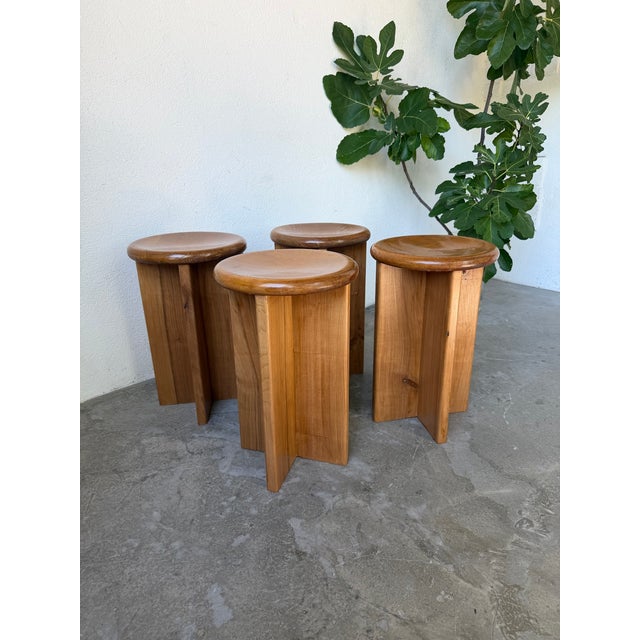 Vintage Oak Stools, 1950s, Set of 4 For Sale - Image 17 of 18