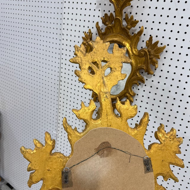 Pair Vintage Mid Century Italian Florentine Gold Gilt Wall Mirrors Sconce Style For Sale - Image 10 of 12