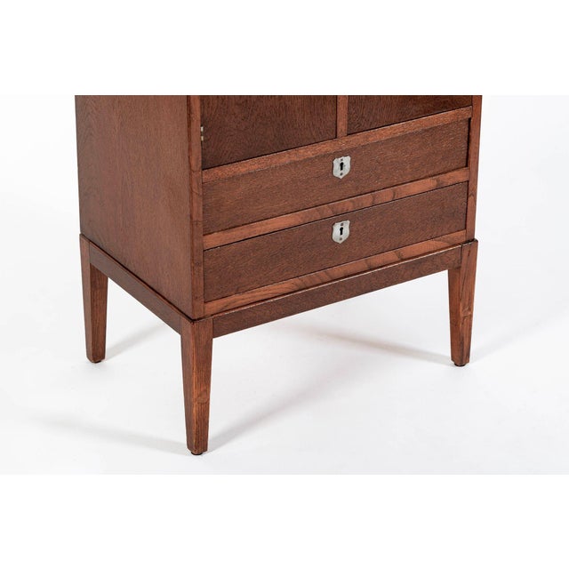 Antique Art Deco Scandinavian Small Oak Wood Side Cabinet or Nightstand 1950s For Sale - Image 10 of 12