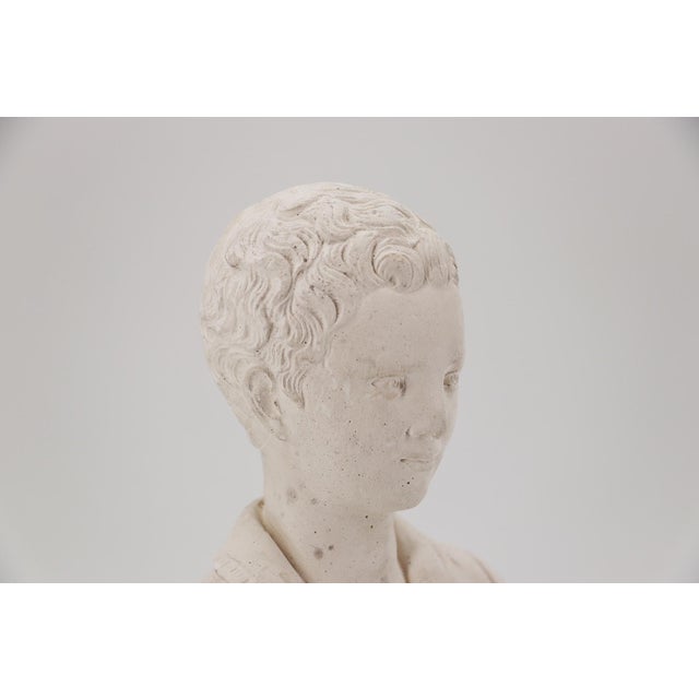 French 1950s Small Bust of Young Boy, Plaster, French For Sale - Image 3 of 12