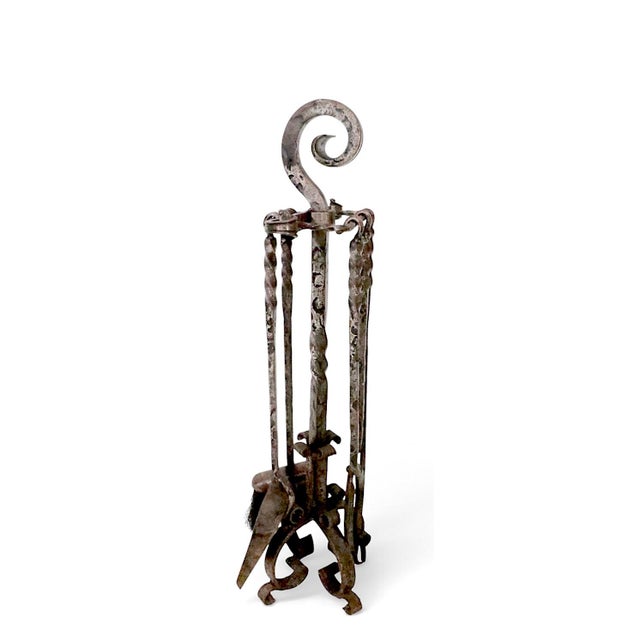 Vintage Arts and Crafts Spanish Style Fireplace Tool Set For Sale In New York - Image 6 of 11