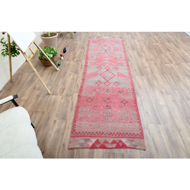 1970s Turkish Oushak Handmade Wool Cotton Pink Area Rug For Sale - Image 4 of 11