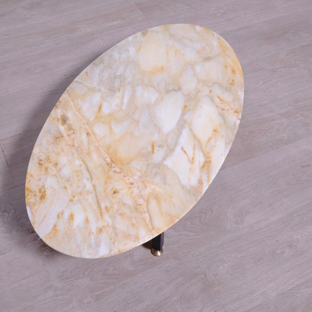 Low Oval Marble Coffee Table with Removable Metal Structure and Feet For Sale - Image 3 of 10
