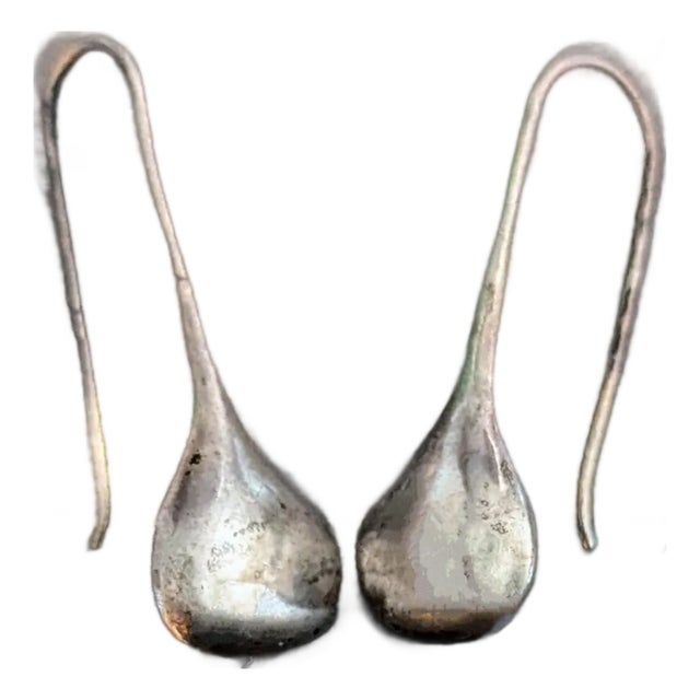 1980's Sterling Silver Teardrop Earrings For Sale