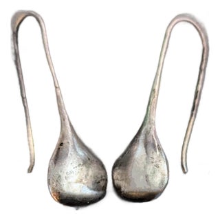 1980's Sterling Silver Teardrop Earrings, A Pair For Sale