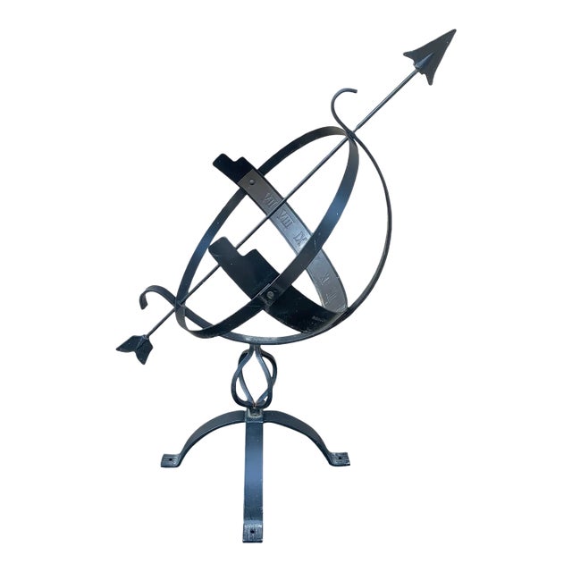 Late 20th Century Large Classical Iron Armillary Sphere Garden Sculpture on Stand – English Estate Style For Sale