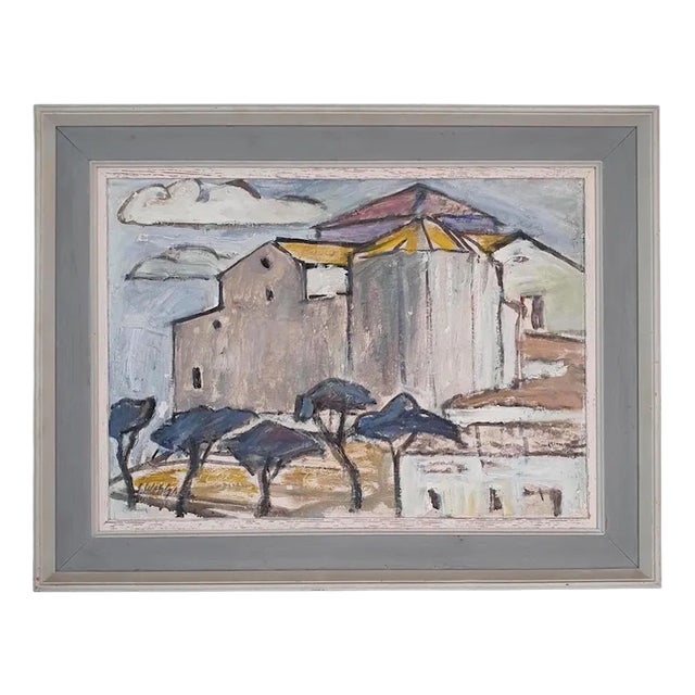 Sixten Wahlgren, The Fortress in Tordera, 1950s, Oil on Panel For Sale