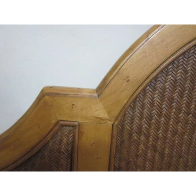 Brown Full Headboard Wicker Rattan Tropical Coastal Style For Sale - Image 8 of 9