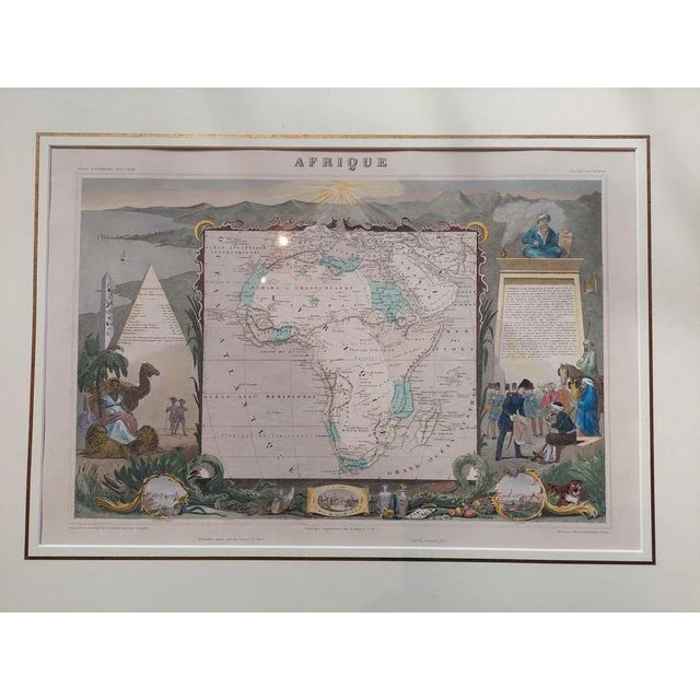 Antique map titled 'Afrique'. Original antique map of Africa. Decorative map of the continent surrounded by allegorical...
