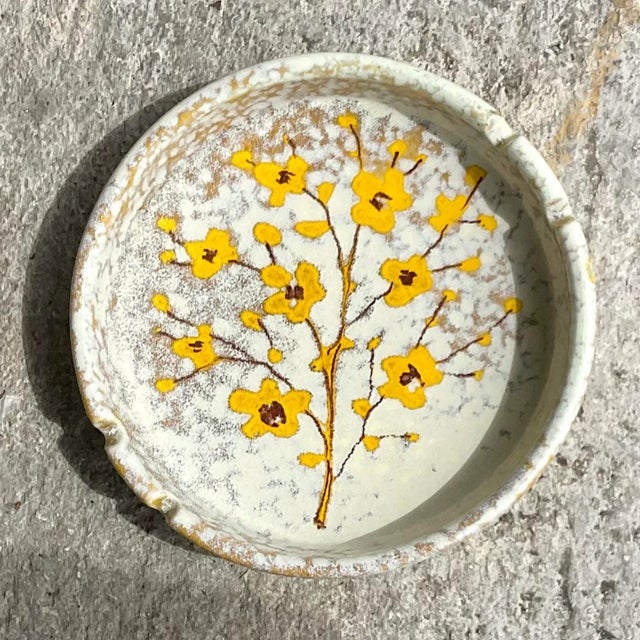 Mid-Century Modern Vintage Boho Italian Floral Ashtray For Sale - Image 3 of 8