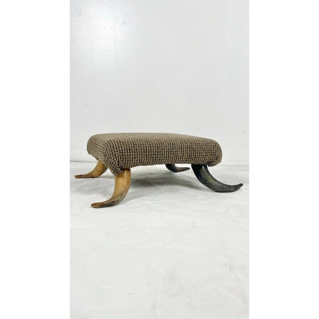 Vintage Horn Leg Footstool Ottoman For Sale - Image 4 of 4