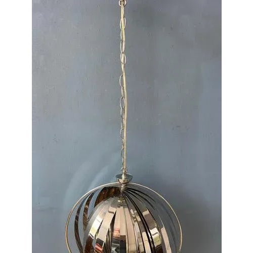 Chrome Moon Spiral Hanging Lamp by Henri Mathieu For Sale - Image 10 of 11
