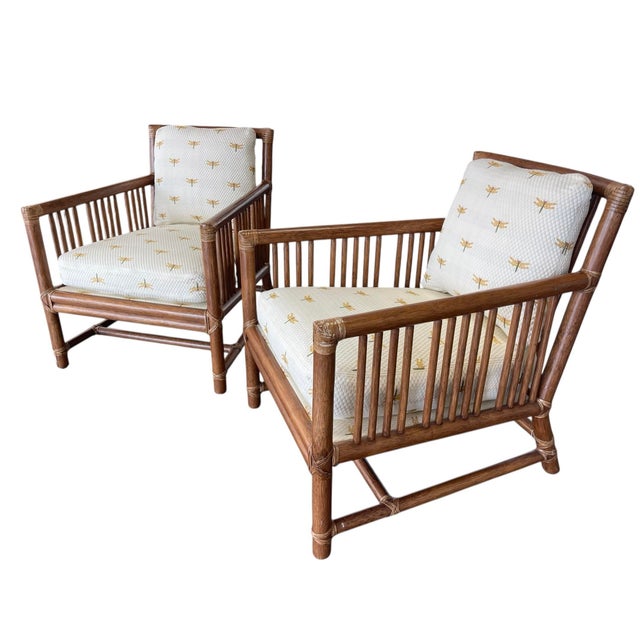 McGuire Vintage McGuire San Francisco Rattan Lounge Chairs, a Pair For Sale - Image 4 of 12
