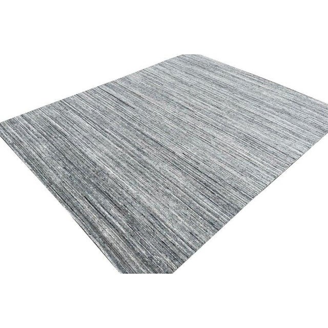 8x10 Gray Hand-Knotted Wool Texture Geometric Modern Carpet Rug For Sale - Image 4 of 7