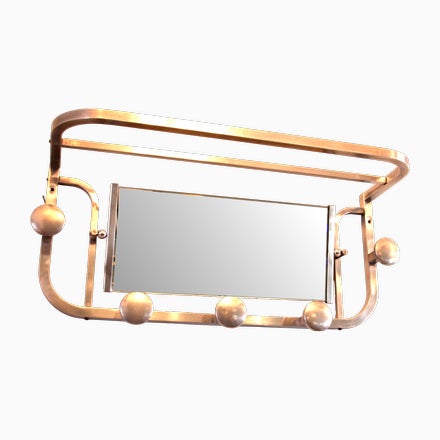 French Art Deco Aluminum Coat Rack with Mirror, 1940s For Sale - Image 12 of 12