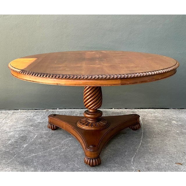 Wood Vintage Turned Wood Dining Table For Sale - Image 7 of 12