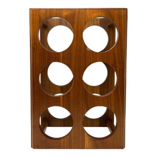 Vintage Midcentury Modern Kustom Kraft Walnut Wine Rack, Holds 6 Bottles For Sale