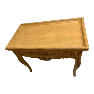 French Provincial Style Baker Furniture Rectangle Oak One Drawer Tray Top Side Accent Table