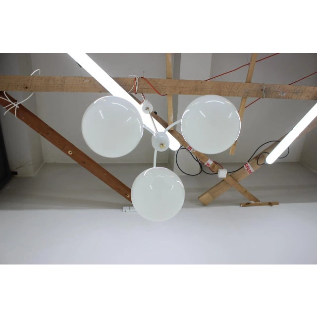 Mid-Century White Chandelier from Kamenický Šenov, 1970s For Sale - Image 6 of 11