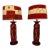 Vintage Hand-Painted Red Southwestern Ceramic Table Lamps - A Pair For Sale