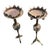 A striking pair of vintage mid-century wrought iron jardinière stands featuring beautifully sculptural metalwork and an...