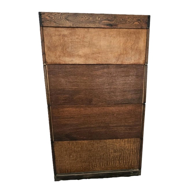 Antique Quarter Sawn Oak Barrister Bookcase 4 Stack Mission Lawyer Bookcase C1900 For Sale - Image 18 of 18