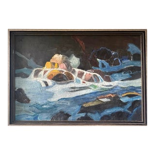Vintage Oil, Painting, Landscape on Canvas in Original Frame For Sale