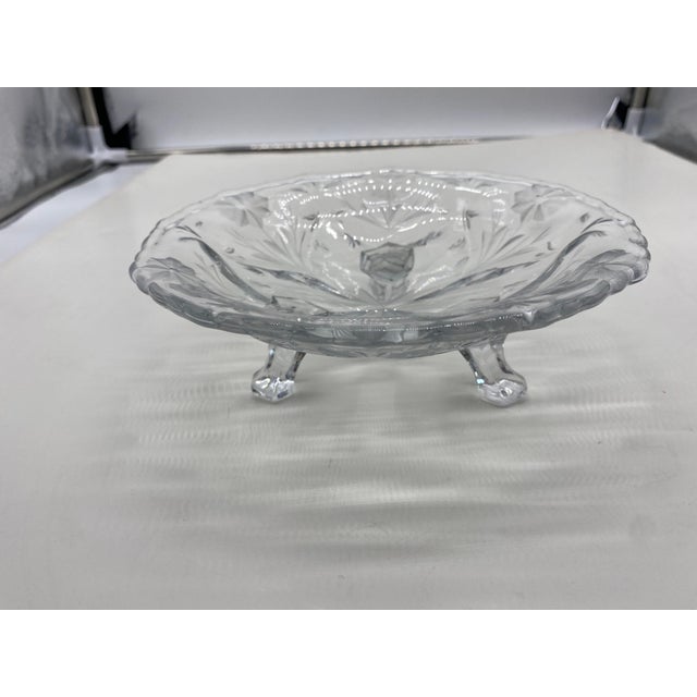 Vintage American Brilliant Period Cut Glass Three Toed Footed Bon Bon Dish For Sale - Image 11 of 12