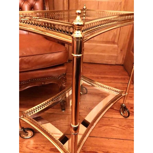 Hollywood Regency Bar Cart in Brass, 1950s For Sale - Image 12 of 15