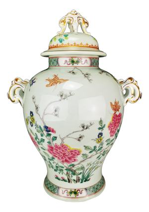 Large Lidded Vase with Openwork Handles Kien Long by Haviland for Puiforcat, Limoges, France, Late 20th Century