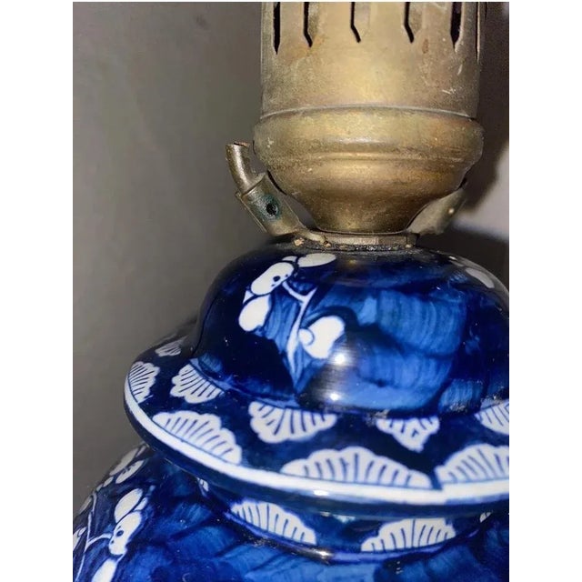 Ceramic Chinoiserie Blue and White Lamp For Sale - Image 7 of 10