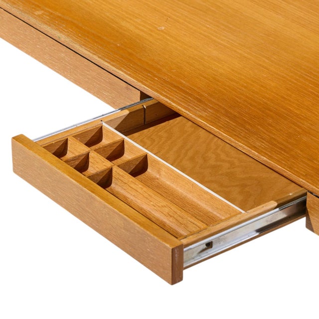Florence Knoll Mid Century Walnut and Chrome Partner Desk For Sale In Chicago - Image 6 of 10