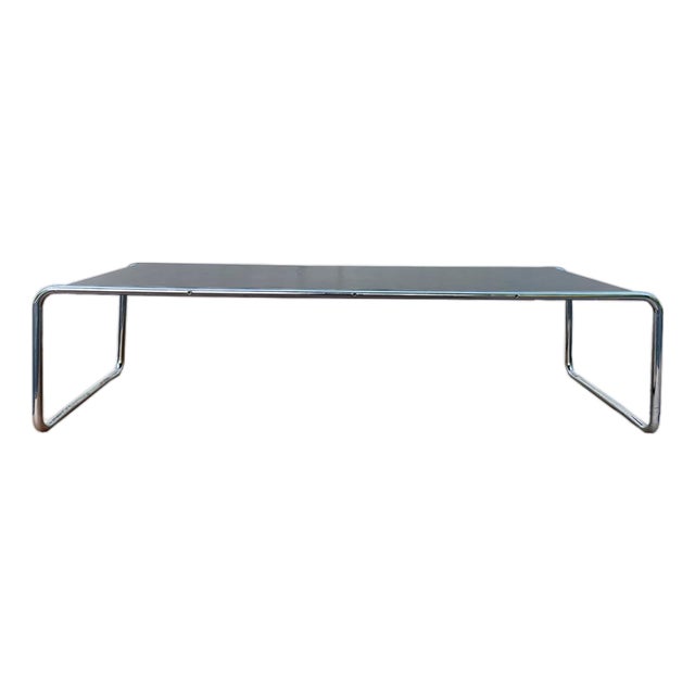 Chromed Steel Frame Coffee Table in the Style of Marcel Breuer For Sale