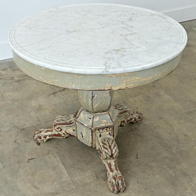 French 19th Century White Marble Top Gueridon with Painted Finish For Sale - Image 17 of 17