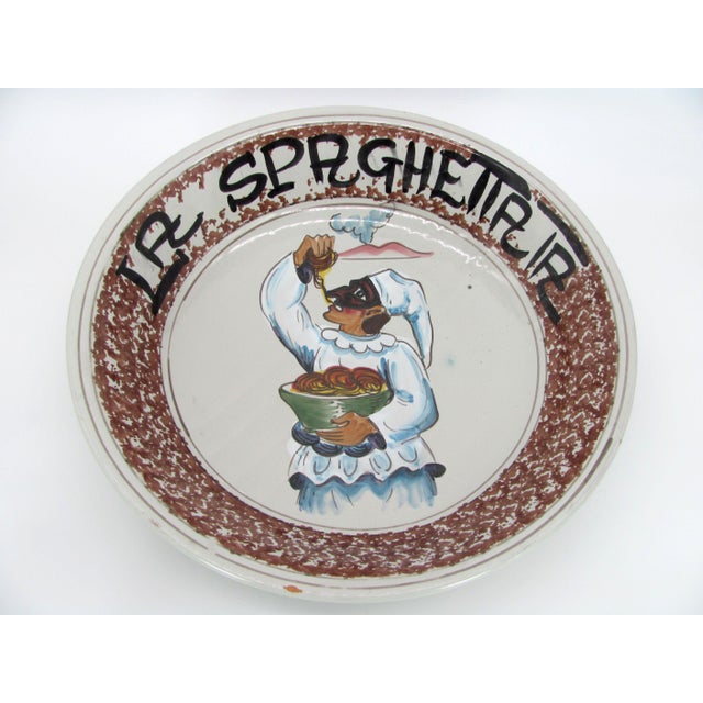 Ceramic 16" Vintage Italian Pulcinella Commedia Dell'arte Masked Jester Wall Display Bowl Italy Hand Painted For Sale - Image 7 of 12