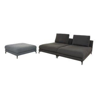 Nuvola Loungers and Ottoman in Grey Fabric from Rolf Benz, Set of 3 For Sale