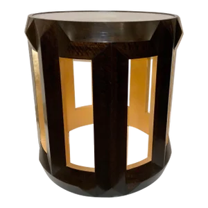 Theodore Alexander Modern Walnut and Gold Finished Charles End Table