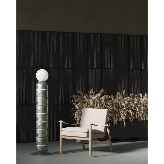 Handcrafted Ceramic Floor Lamp in White Glaze For Sale - Image 4 of 6