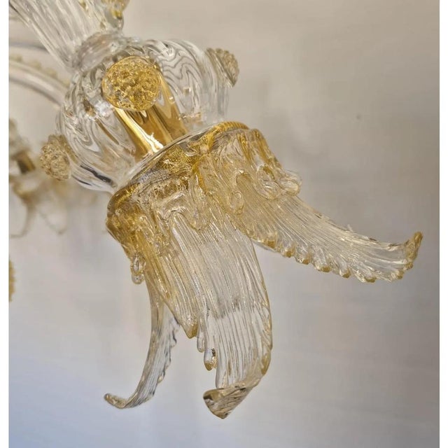 Early 21st Century Opulent Gold and Clear Murano Glass Chandelier with Flowers and Leaves by Simoeng for Simoeng For Sale - Image 5 of 10
