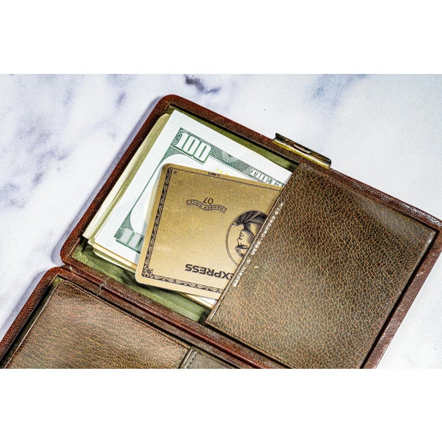 Handsome Antique Victorian Leather Sterling Silver Money Wallet Card Case For Sale - Image 12 of 16