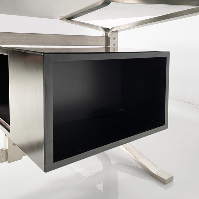 Italian Modern Black Wood, Steel and Smoked Glass Desk from Formanova, 1970s For Sale - Image 18 of 18