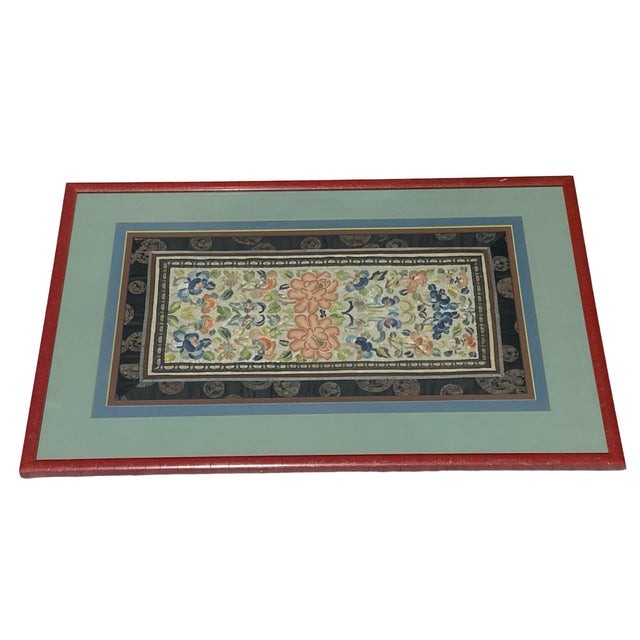 Chinoiserie Superb Antique Chinoiserie Silk Hand Embroidery Panel 19th Century Framed 20.5" H For Sale - Image 3 of 7